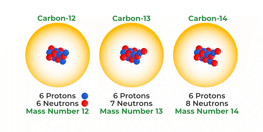 Atom models showing difference between isotopes of the same element